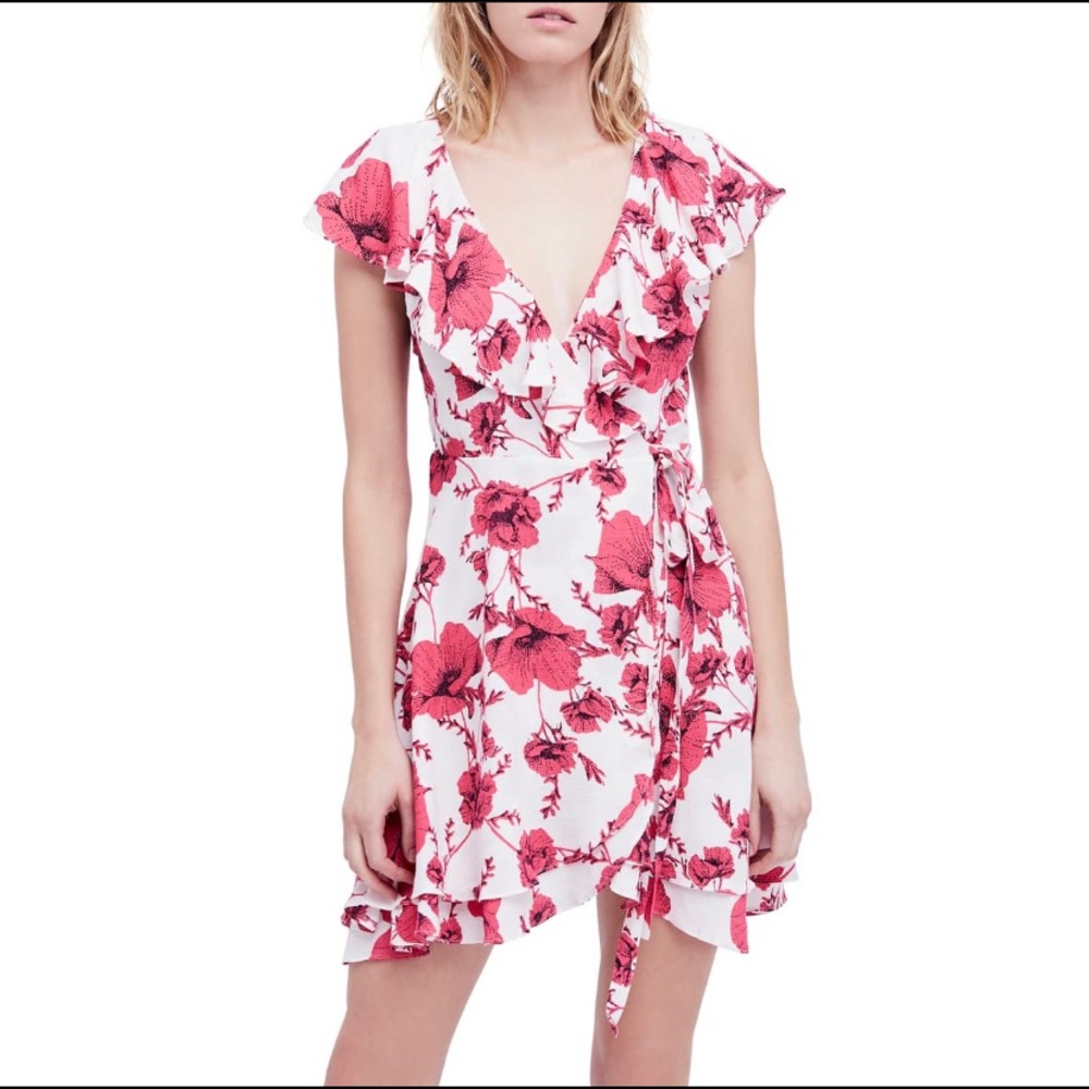FREE PEOPLE French Quarter Print Wrap Mini dress